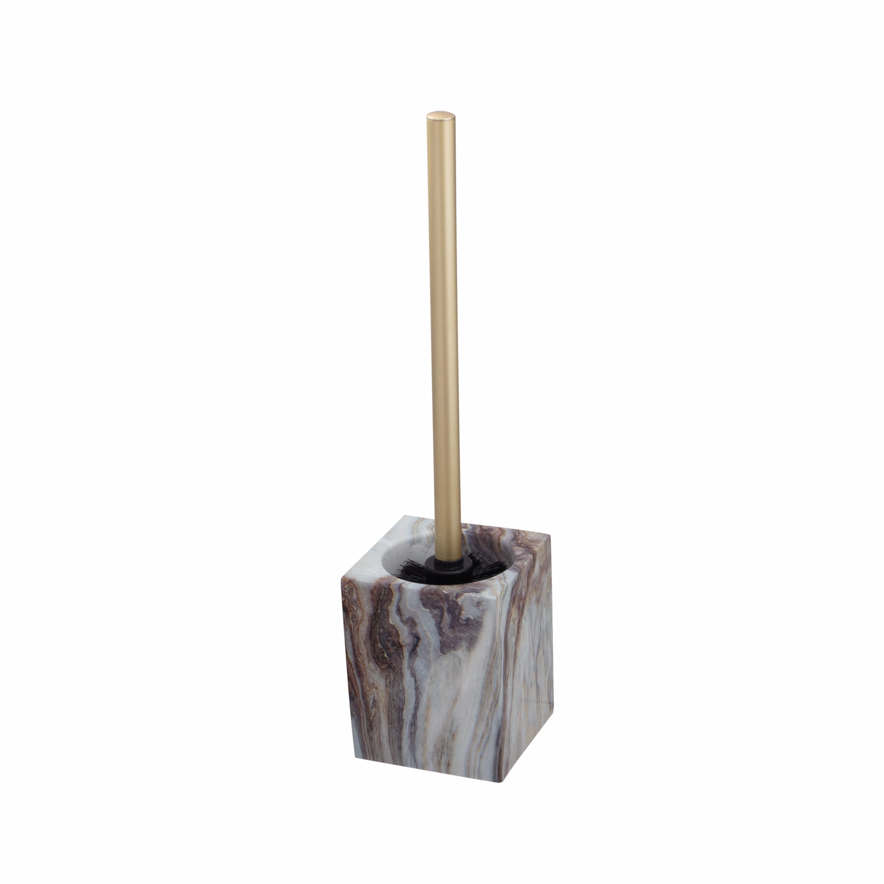 Elle Dcor Square Toilet Bowl Brush in Agate - 4.09" x 3.86" x 14.37" Toilet Brush,Bathroom Cleaner