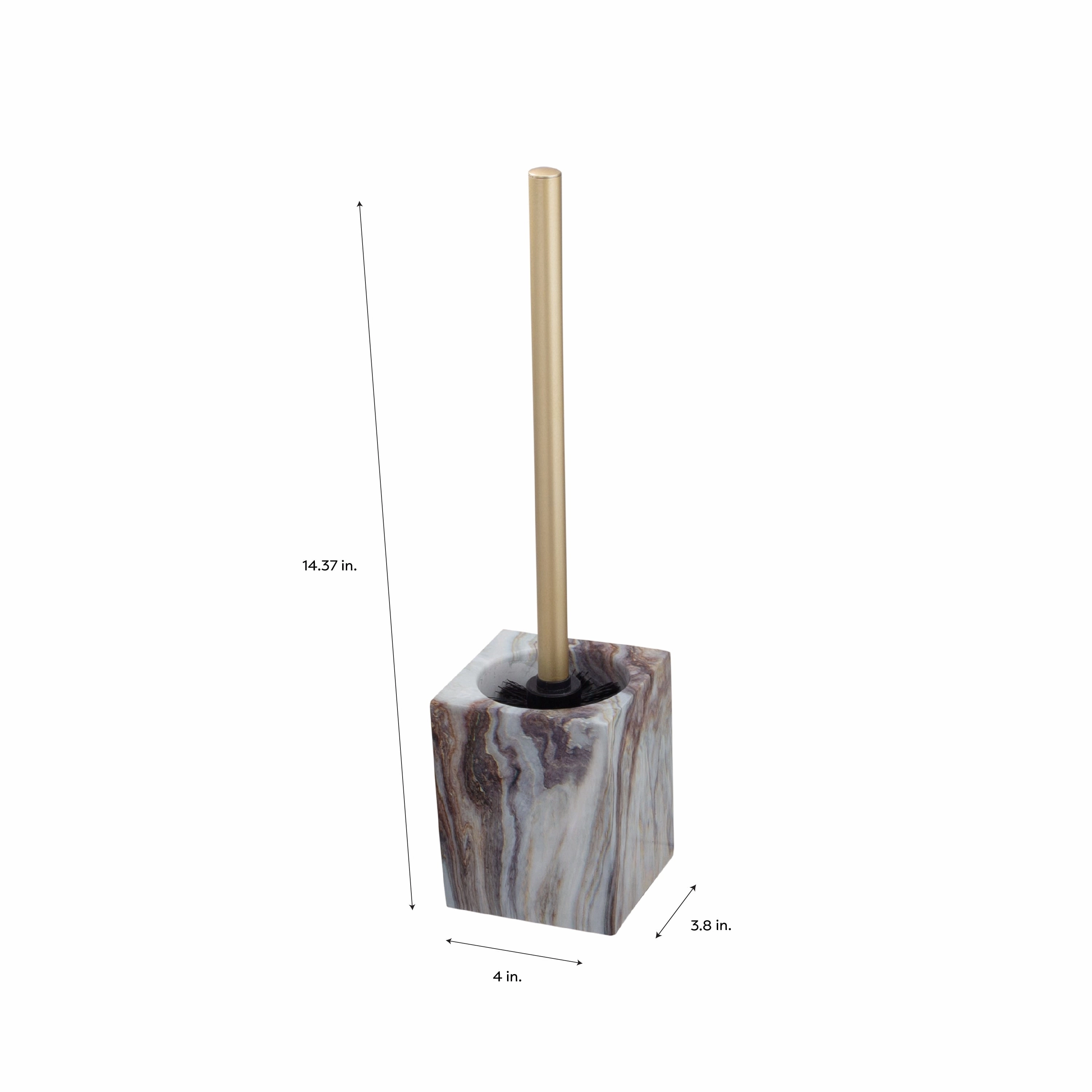 Elle Dcor Square Toilet Bowl Brush in Agate - 4.09" x 3.86" x 14.37"