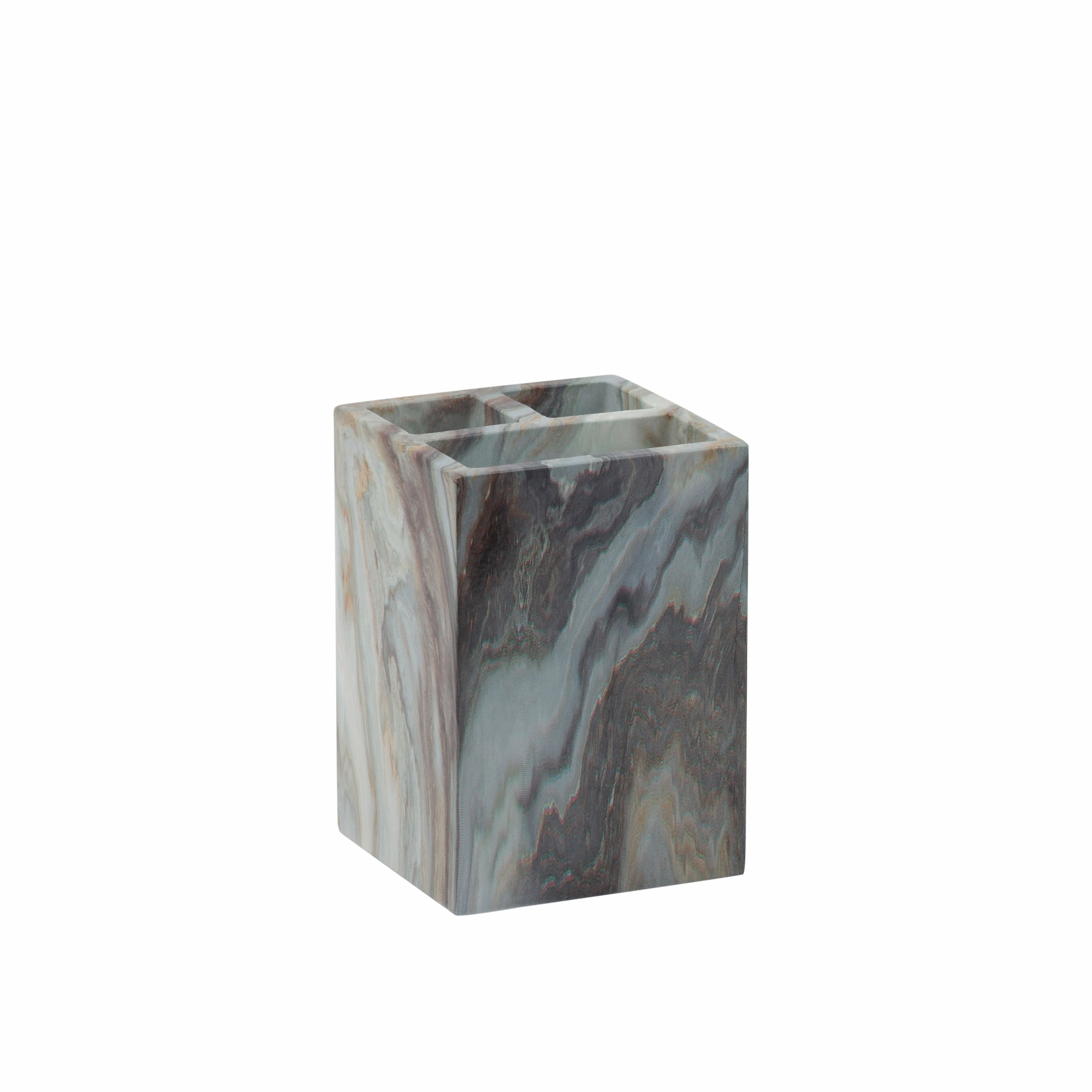 Elle Dcor Square Tooth Brush Holder in Agate - 2.76" x 2.76" x 3.94" Toothbrush Holder,Bathroom Organizer