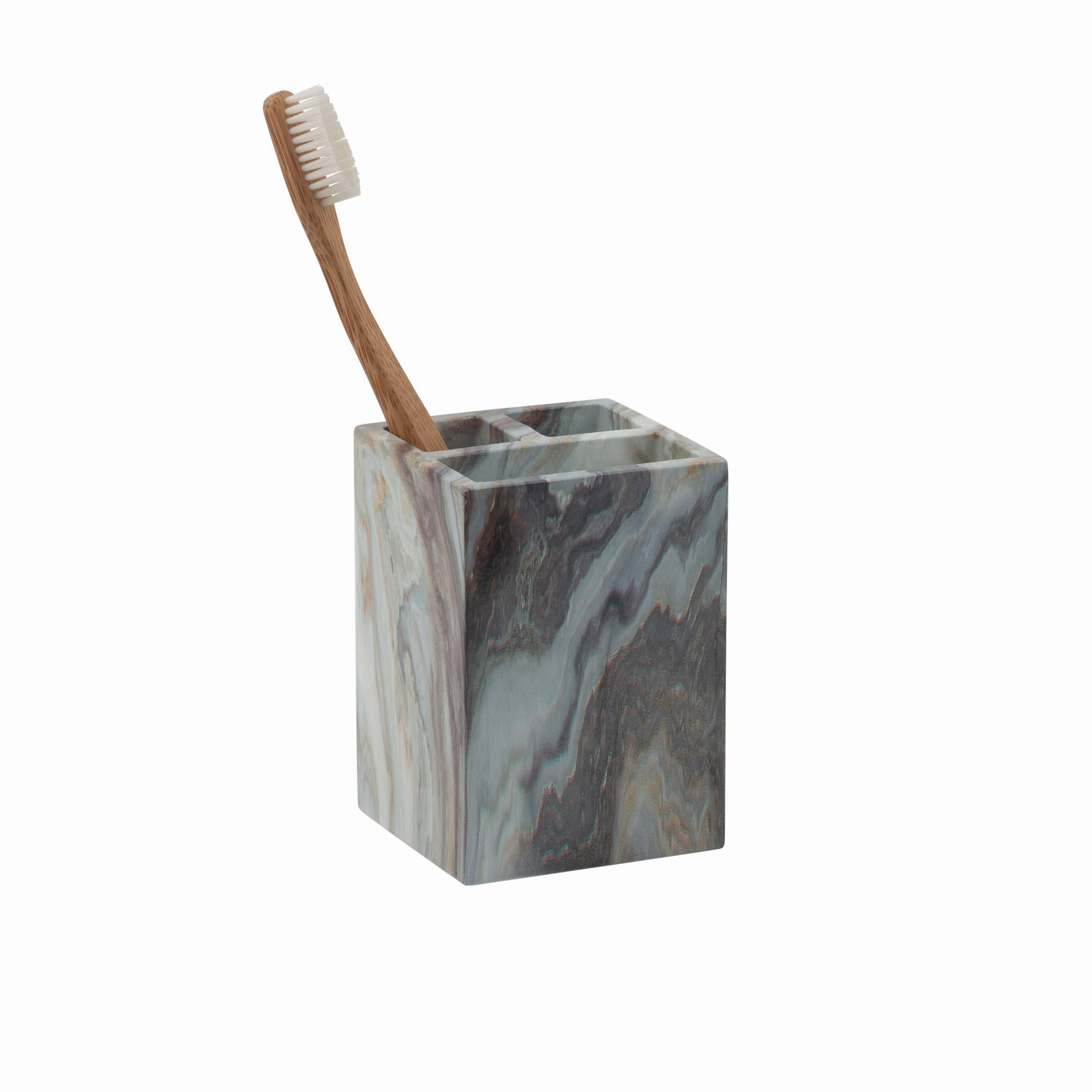 Elle Dcor Square Tooth Brush Holder in Agate - 2.76" x 2.76" x 3.94"