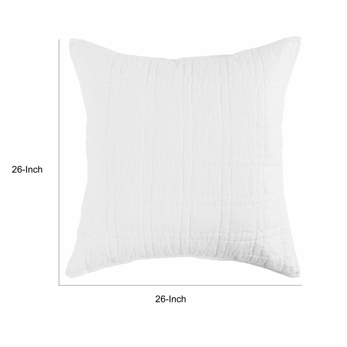 Ellis 26 Inch Square Euro Pillow Sham, Silvadur Tech, Self Binding, White