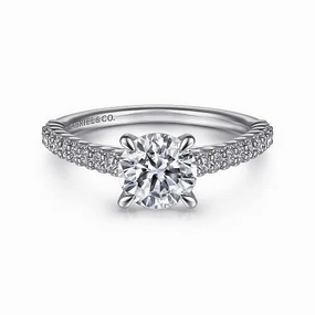 Emberlyn - 14K White Gold Round Diamond Engagement Ring (Setting Only)