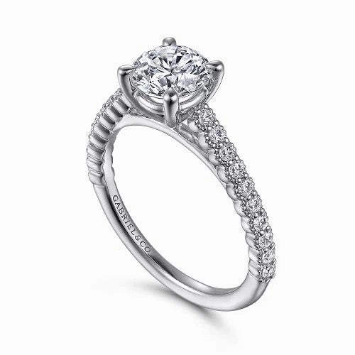 Emberlyn - 14K White Gold Round Diamond Engagement Ring (Setting Only)