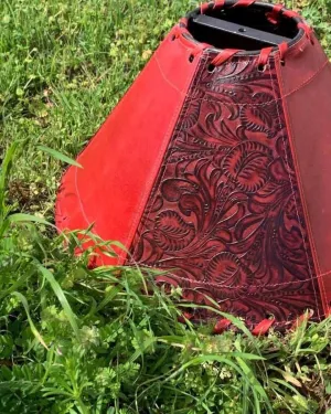Embossed Red Leather Lamp Shades laundry hamper, dirty clothes basket