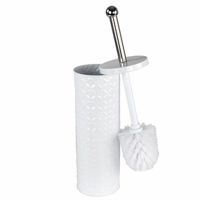Embossed Toilet Brush and Holder Set (White) Toilet Brush,Bathroom Cleaner