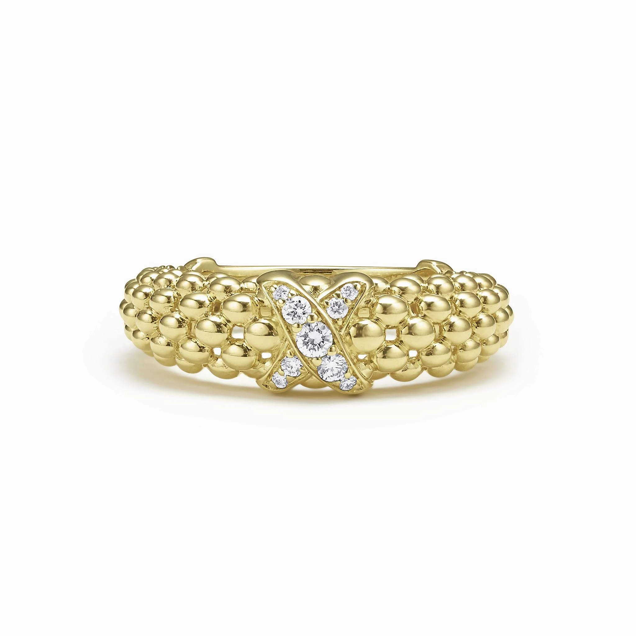 Embrace 18K Gold X Caviar Diamond Ring