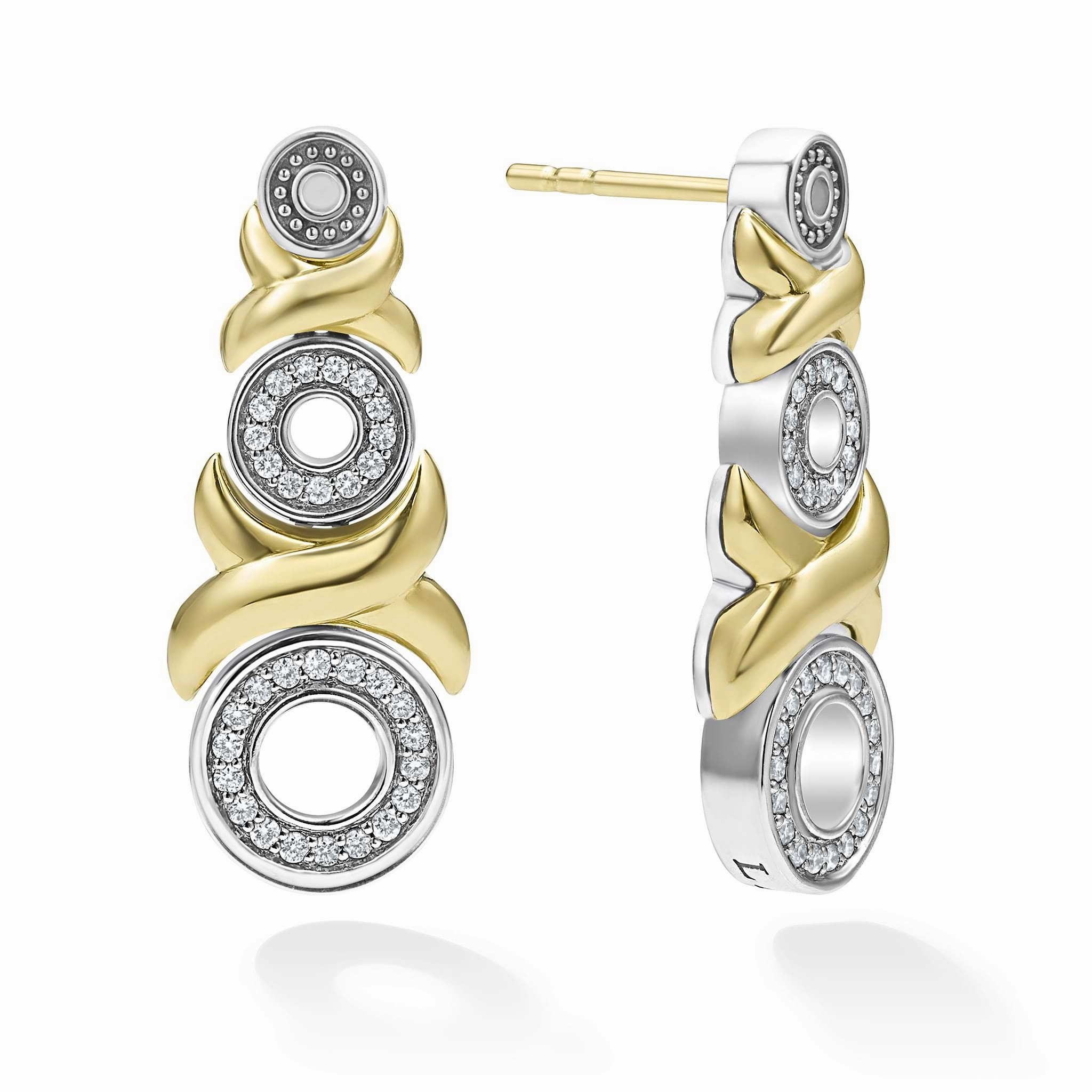 Embrace 18K Gold XO Diamond Drop Earrings