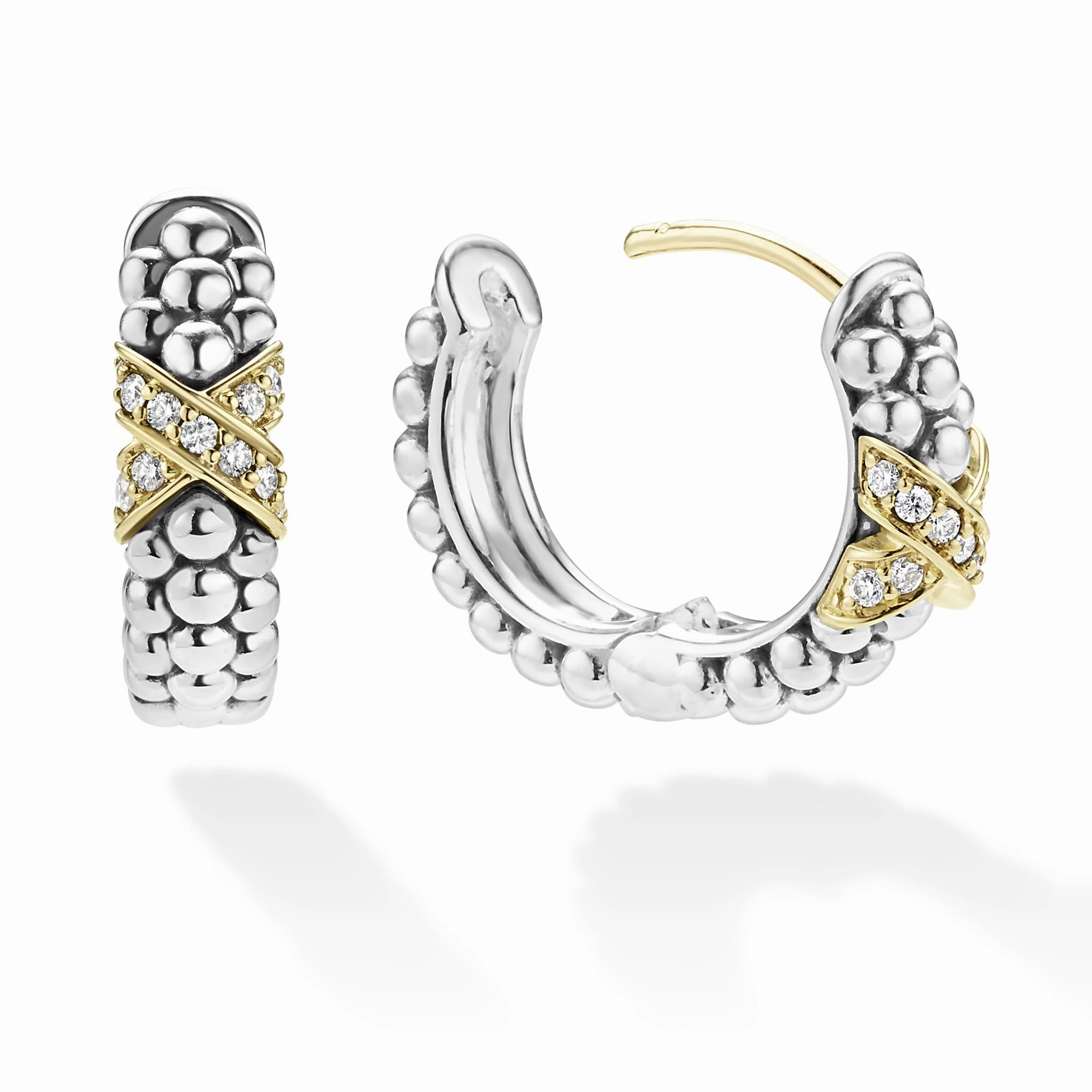 Embrace Two-Tone Diamond Huggie Earrings