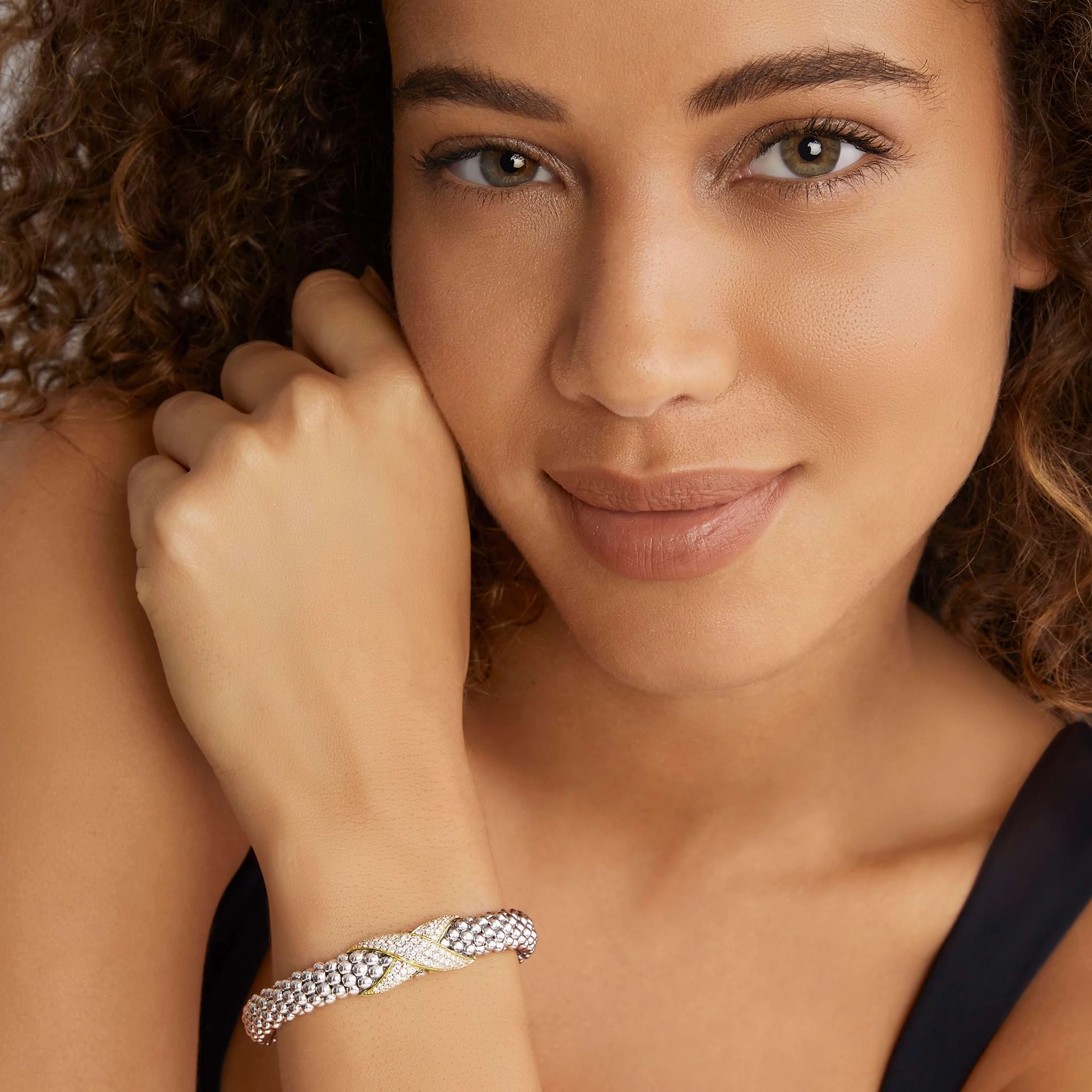 Embrace Two-Tone Diamond X Caviar Bracelet | 9mm