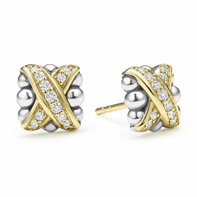 Embrace Two-Tone X Diamond Stud Earrings