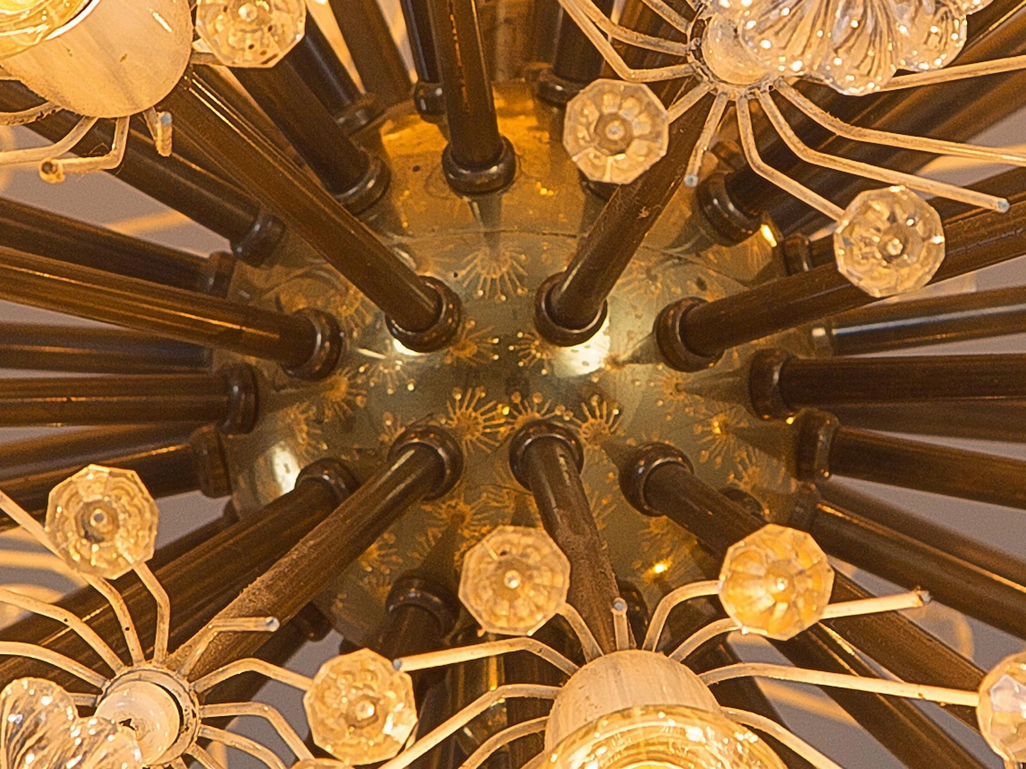 Emil Stejnar for Rupert Nikoll Sputnik Chandelier in Brass and Glass
