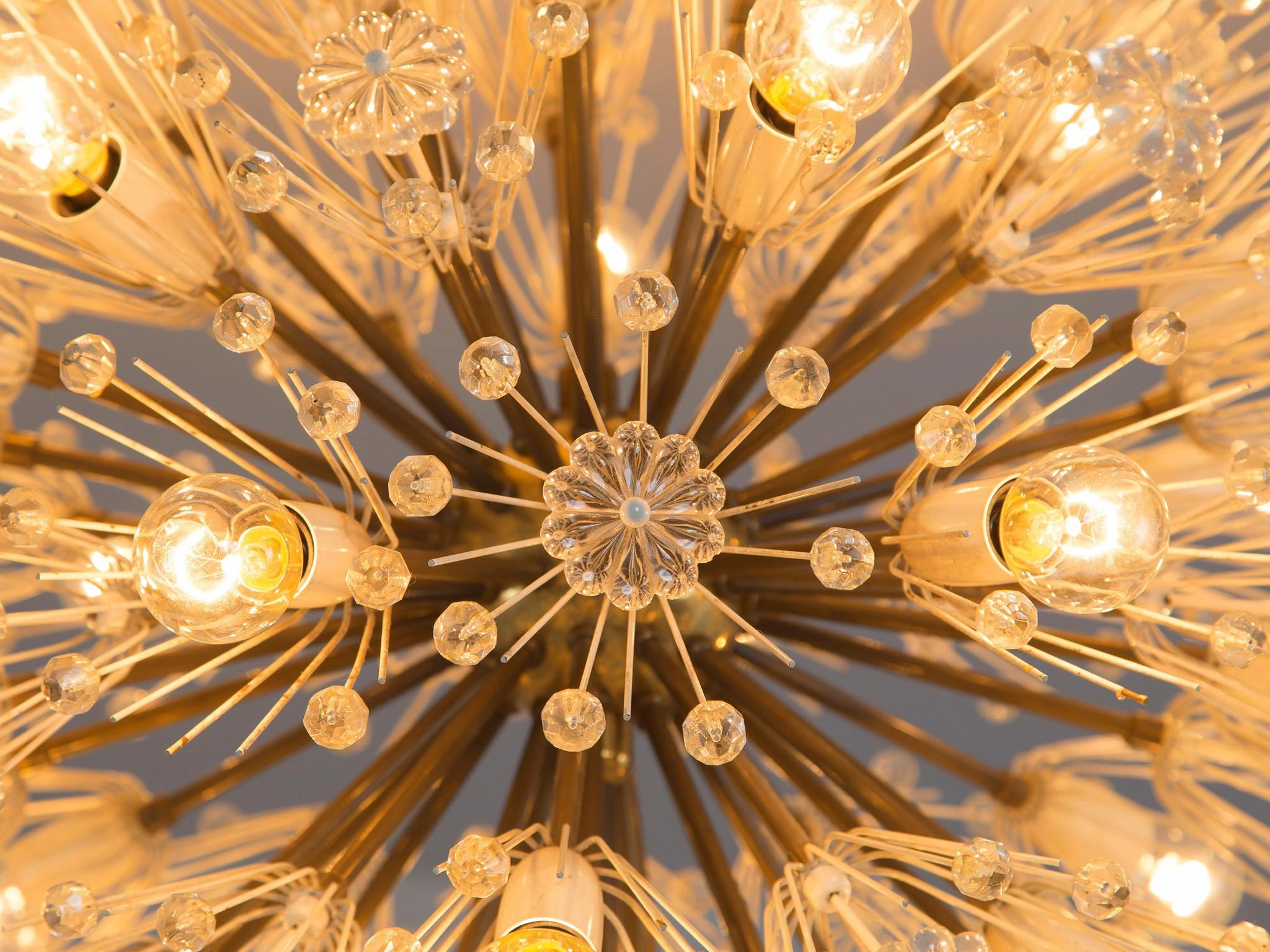 Emil Stejnar for Rupert Nikoll Sputnik Chandelier in Brass and Glass