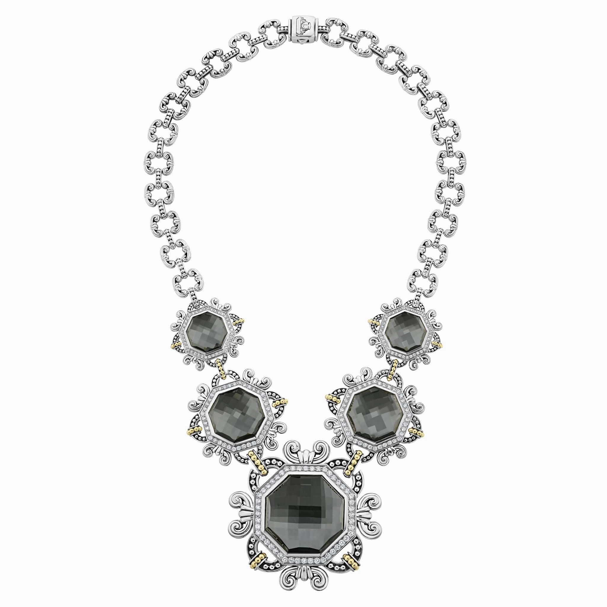 Empress Hematite and Diamond Statement Necklace