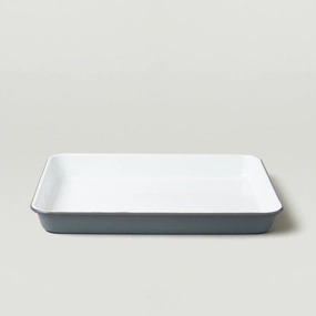Enamel serving tray, L28 x W22 x H3.5cm, Pigeon Grey Rim curtain fabric, upholstery textile