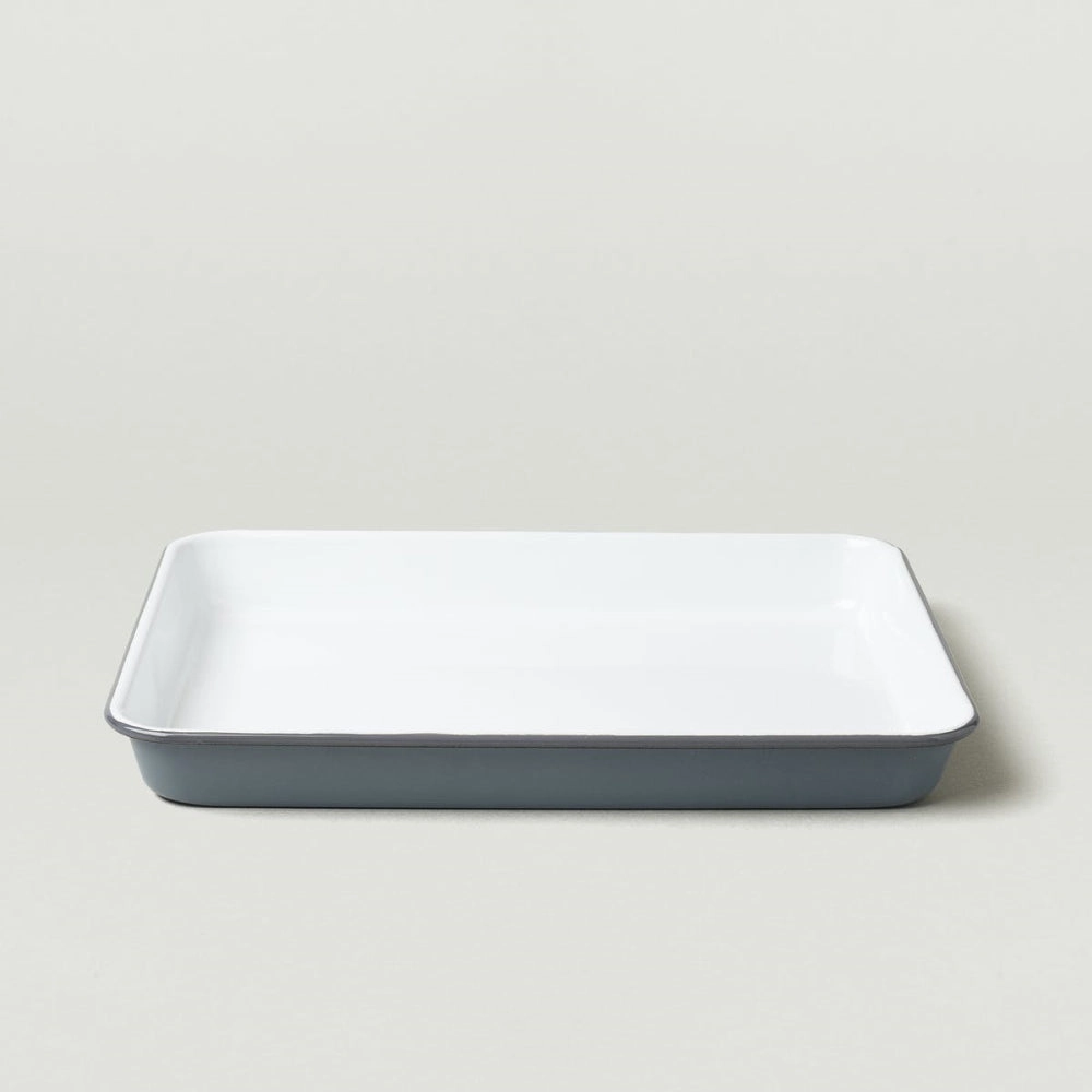Enamel serving tray, L28 x W22 x H3.5cm, Pigeon Grey Rim curtain fabric, upholstery textile