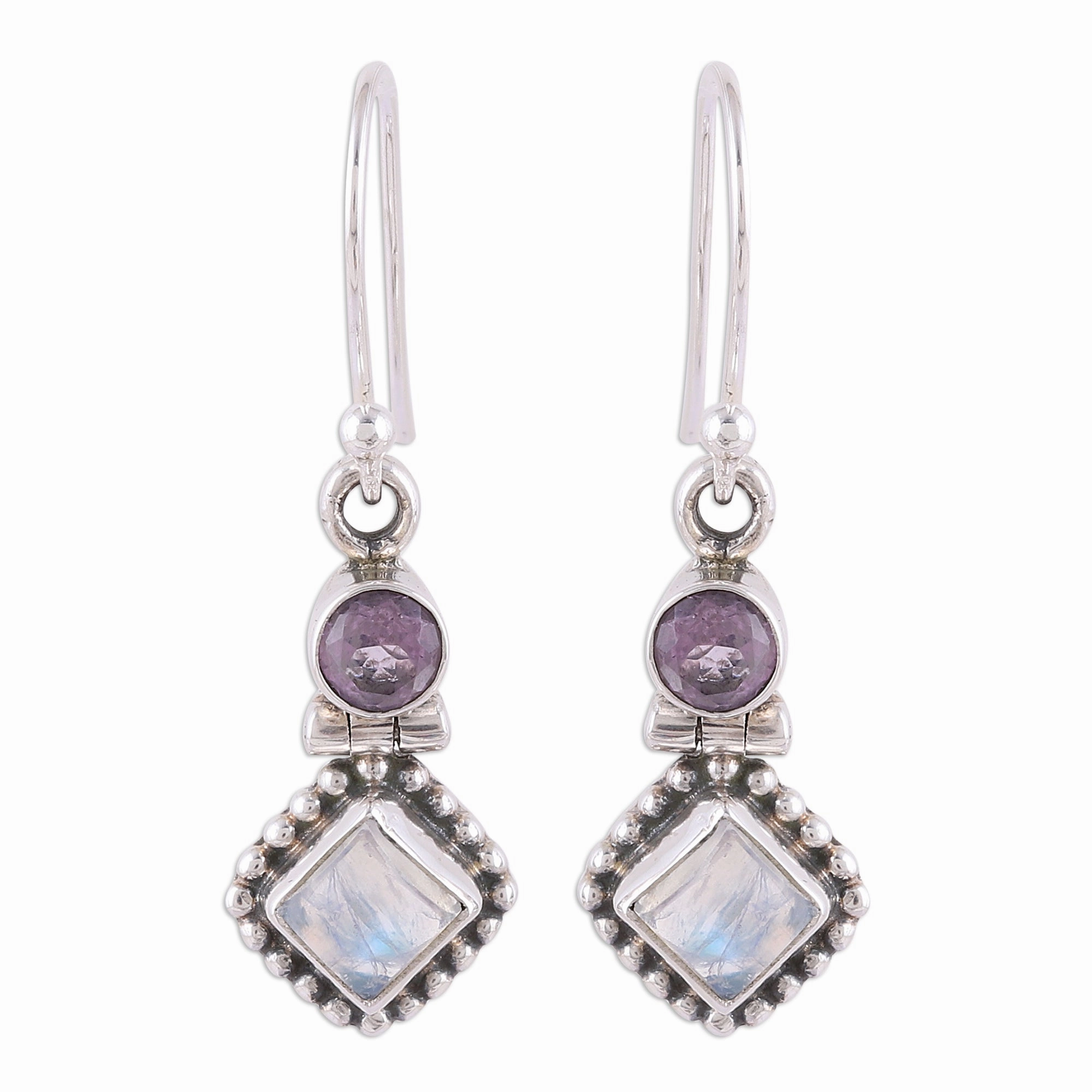 Enchanting Duo Handmade Multi-Gemstone Sterling Silver Dangle Earrings