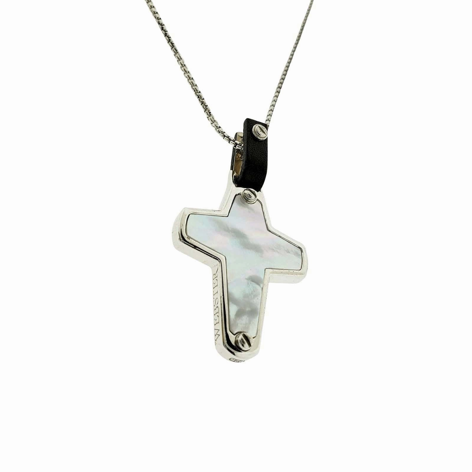 England Made Me Cross Pendant in White Mother of Pearl