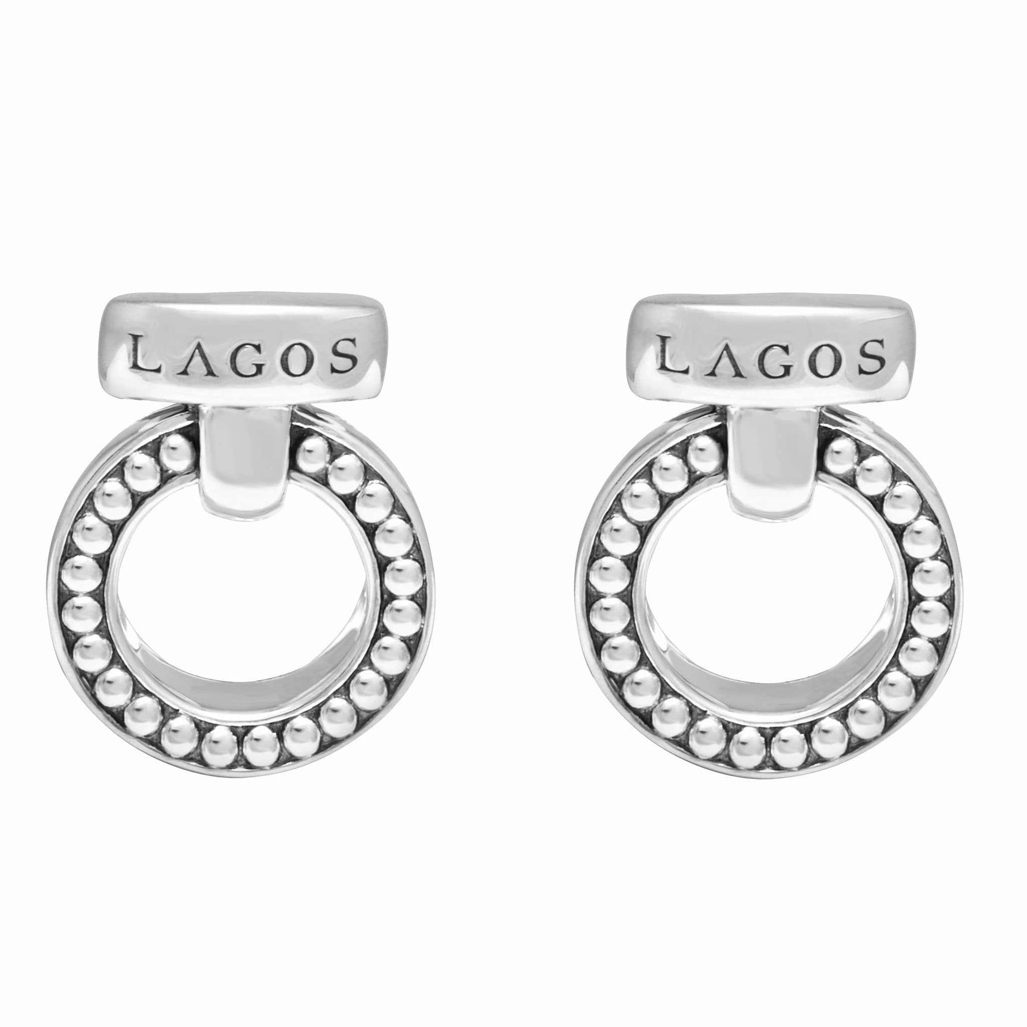 Enso Caviar Circle Bar Earrings