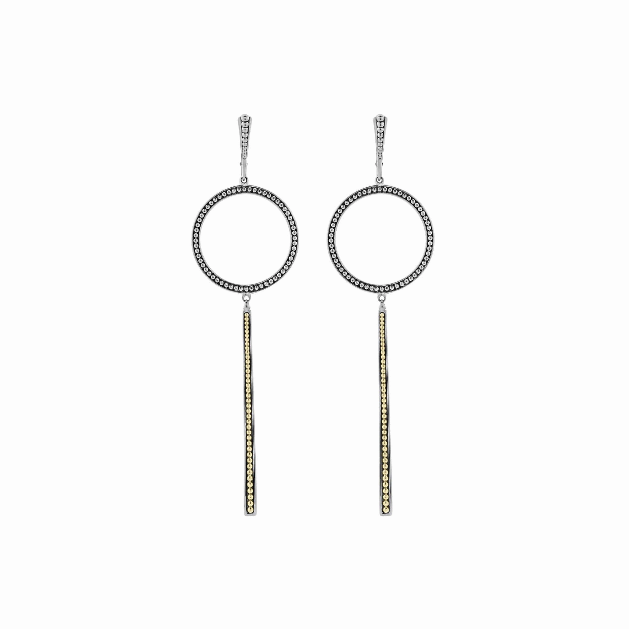 Enso Two-Tone Circle Linear Drop Earrings