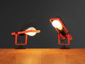Ernesto Gismondi for Artemide First Edition 'Sintesi' Red Clamp Light Knife Set,Kitchen Knives
