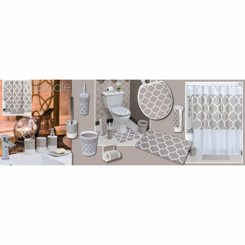 Escal Bath Free Standing Toilet Bowl Brush and Holder Taupe - 3.70"L x 3.70"W x 14.20"H