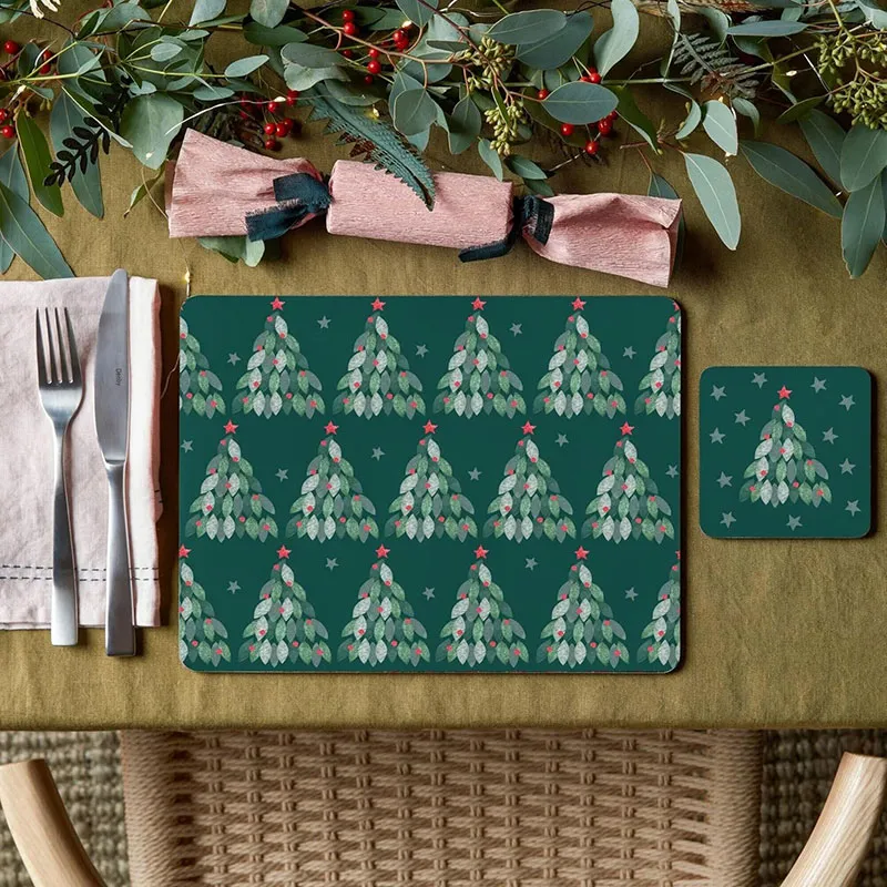 Evergreen Set of 6 Coasters, L10.5 x W10.5cm, Multi