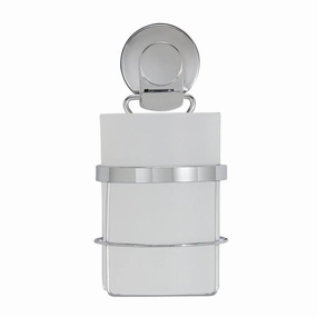 Everloc Solutions Stainless Steel Suction Cup Toothbrush Holder with Cup - Silver Toothbrush Holder,Bathroom Organizer