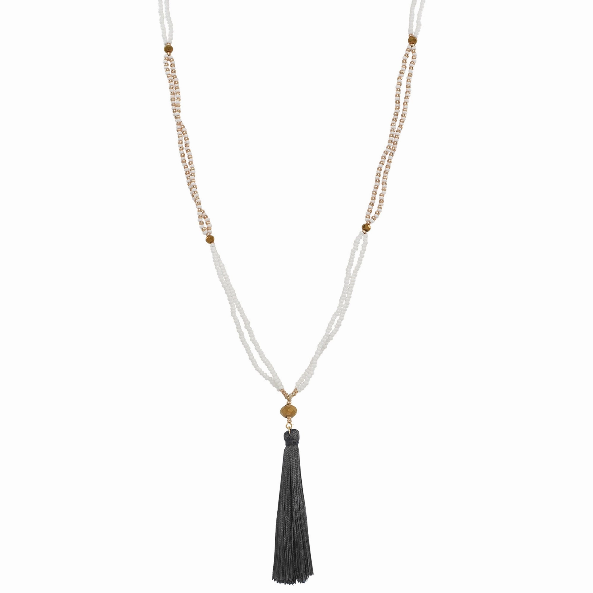 Everyday Basic Czech Glass Beads & Silk Tassel Necklace