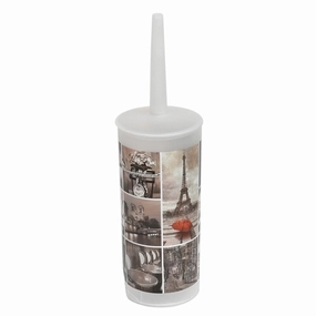 Evideco Cafe Paris Toilet Bowl Brush and Holder - 3.94"L x 3.94"W x 13.78"H Toilet Brush,Bathroom Cleaner