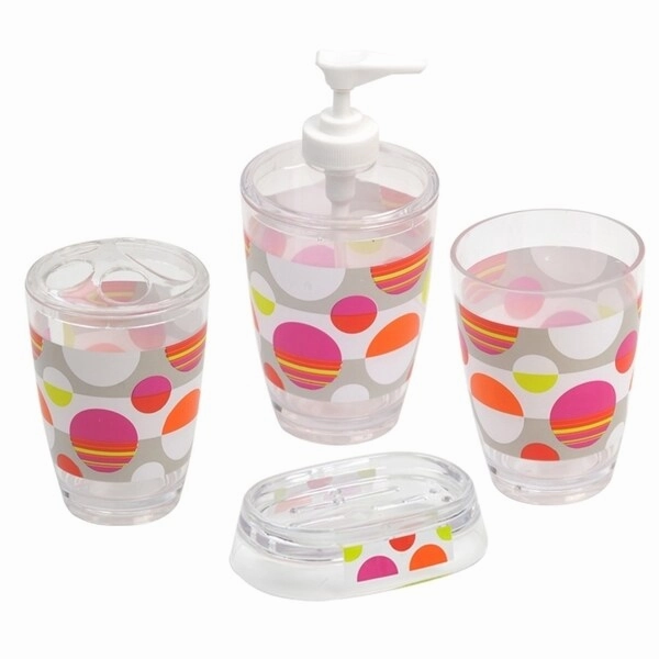 Evideco Clear Acrylic Toothbrush Holder Design Eclats - Multicolor, Red, Pink, Purple, Green, Orange - 2.95 L x 2.95 W x 4.52 H