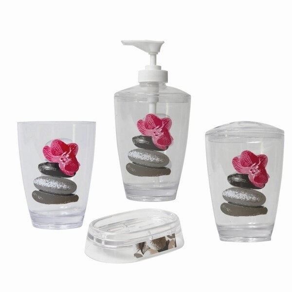 Evideco Clear Acrylic Toothbrush Holder Design Spa - Gray,Pink, Purple, White, Multi - 2.95 L x 2.95 W x 4.52 H
