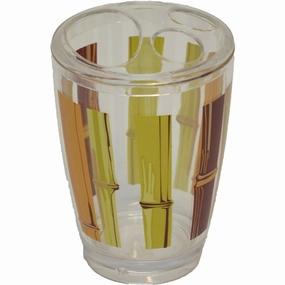 Evideco Clear Acrylic Toothbrush Toothpaste Holder Design Java - Brown, Beige, Green, Multi - 2.95 L x 2.95 W x 4.52 H Toothbrush Holder,Bathroom Organizer