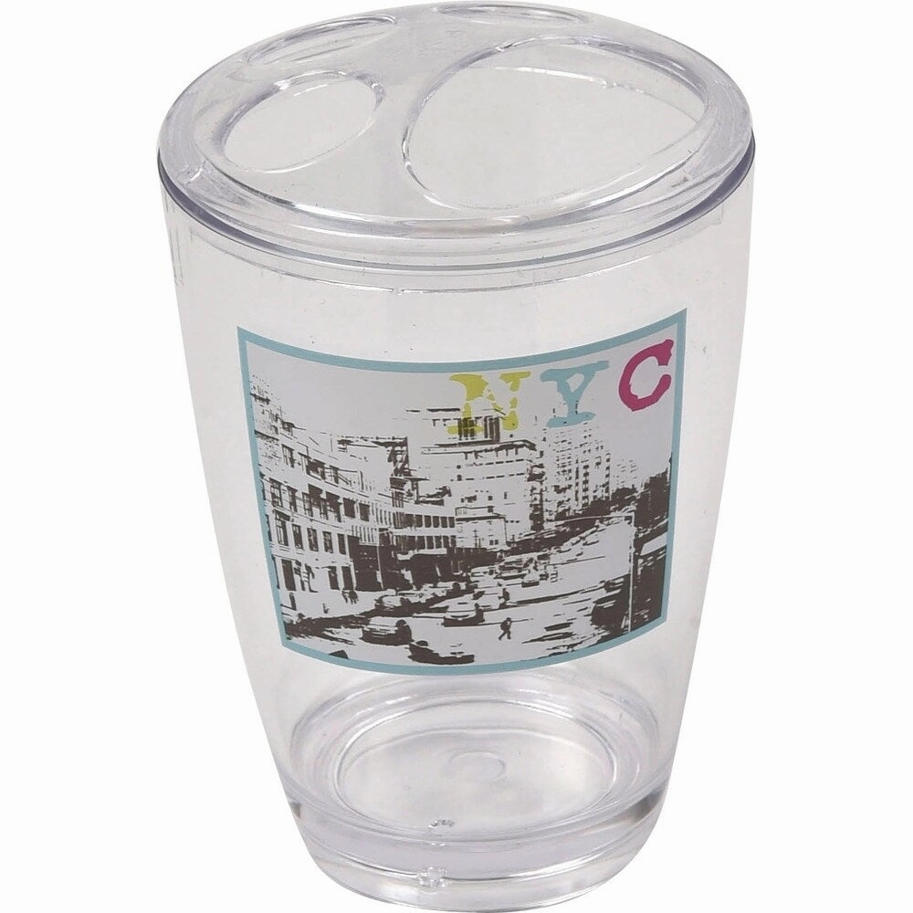 Evideco Clear Acrylic Toothbrush Toothpaste Holder Design Urban Nyc Toothbrush Holder,Bathroom Organizer