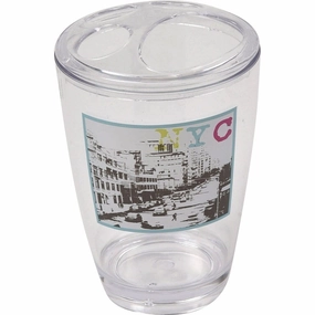 Evideco Clear Acrylic Toothbrush Toothpaste Holder Design Urban Nyc Toothbrush Holder,Bathroom Organizer