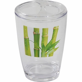 Evideco Clear Acrylic Toothbrush Toothpaste Holder Design Zen and Co - Green, White, Gray, Multi - 2.95 L x 2.95 W x 4.52 H Toothbrush Holder,Bathroom Organizer