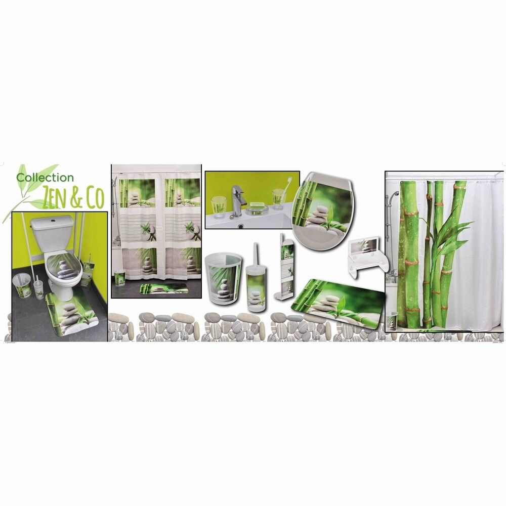 Evideco Clear Acrylic Toothbrush Toothpaste Holder Design Zen and Co - Green, White, Gray, Multi - 2.95 L x 2.95 W x 4.52 H