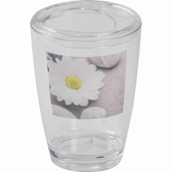 Evideco Clear Acrylic Toothbrush Toothpaste Holder Design Zen Garden - Gray, White, Yellow, Multi - 2.95 L x 2.95 W x 4.52 H Toothbrush Holder,Bathroom Organizer