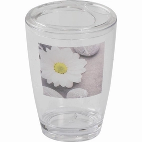 Evideco Clear Acrylic Toothbrush Toothpaste Holder Design Zen Garden - Gray, White, Yellow, Multi - 2.95 L x 2.95 W x 4.52 H Toothbrush Holder,Bathroom Organizer