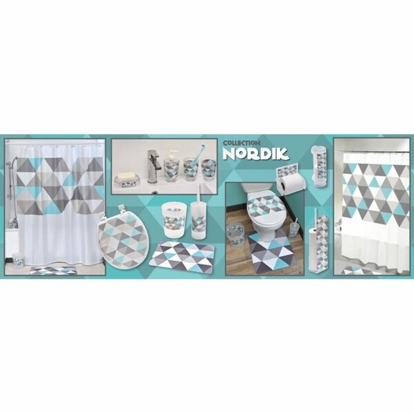 Evideco Nordik Bathroom Printed Toothbrush and Toothpaste Holder - Multi, Blue, Gray, Beige - 2.95 L x 2.95 W x 4.52 H