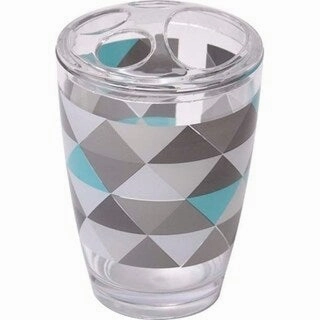 Evideco Nordik Bathroom Printed Toothbrush and Toothpaste Holder - Multi, Blue, Gray, Beige - 2.95 L x 2.95 W x 4.52 H Toothbrush Holder,Bathroom Organizer