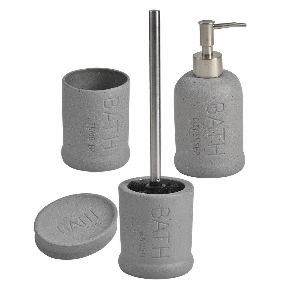Evideco Stoneware Toilet Bowl Brush and Holder BATH