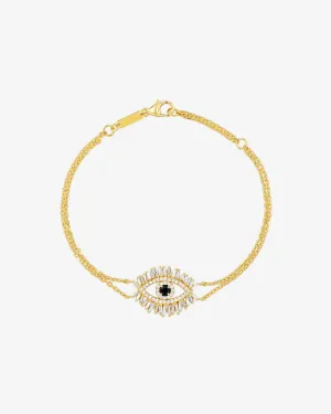 Evil Eye Midi Black Sapphire Half Pav Bracelet