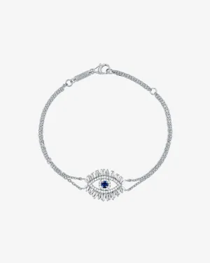 Evil Eye Midi Dark Blue Sapphire Half Pav Bracelet