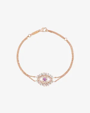 Evil Eye Midi Pink Sapphire Half Pav Bracelet