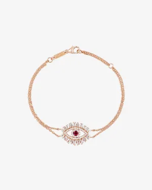 Evil Eye Midi Ruby Half Pav Bracelet
