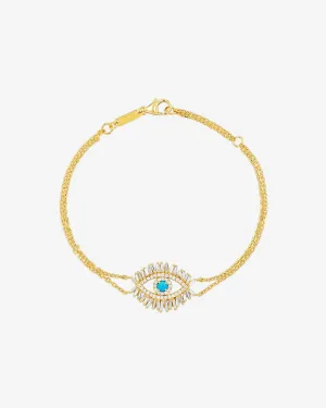Evil Eye Midi Turquoise Half Pav Bracelet