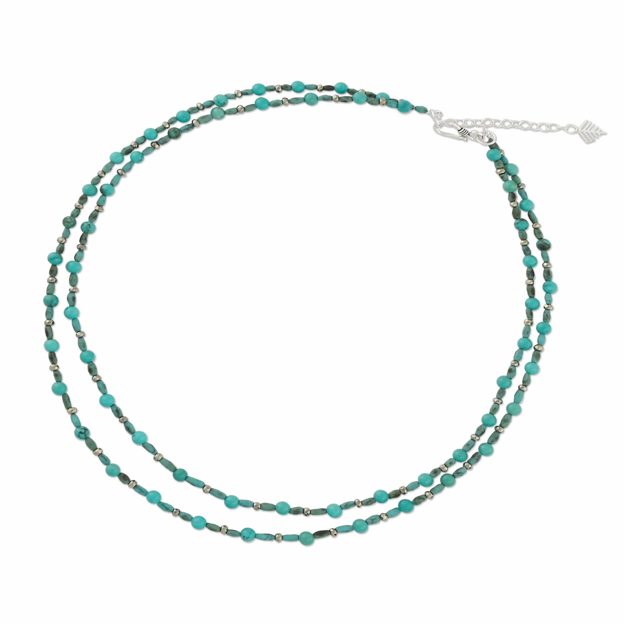 Exotic Blue Allure Turquoise & Silver Beaded Necklace
