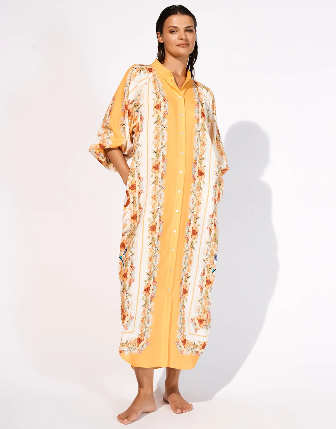 Exuberance Buttoned Maxi Shirt - Solar