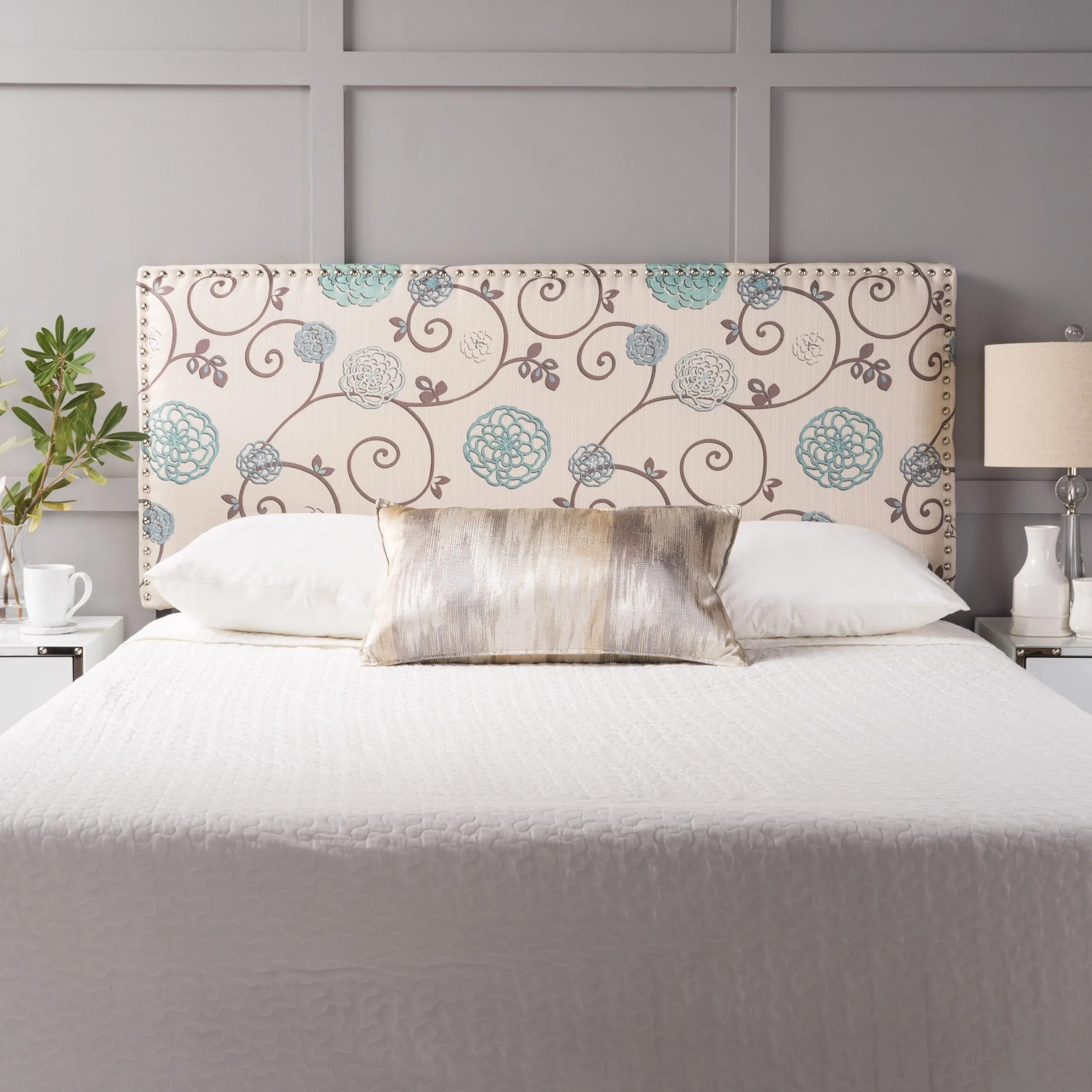 Fabric Queen/ Full Headboard - NH492003 wood bed frame, upholstered bed