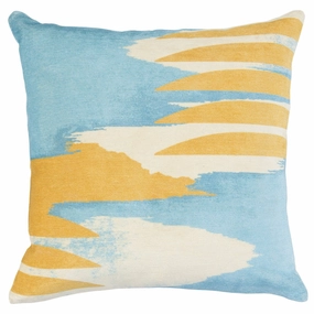 Fabric Throw Pillow with Hand painted Abstract Pattern, Blue and Yellow - Blue, Yellow pillows,bed pillow,sleeping cushion